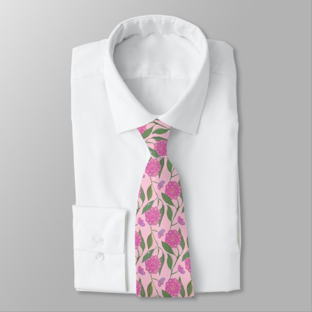 Cravate Boho Chic Motif Groomsmen Floral Liberty Blush (Attaché)