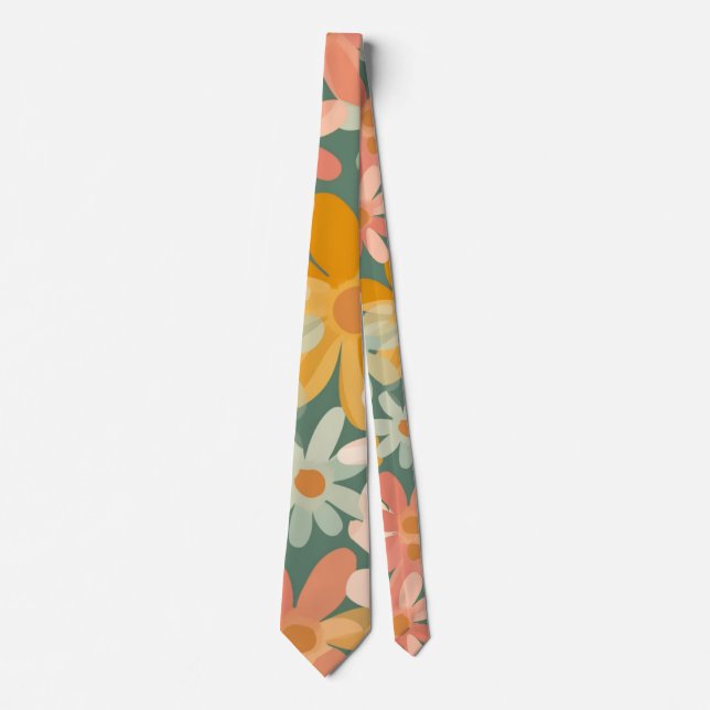 Cravate Boho Flower Floral Custom – Elegant Fashion (Devant)