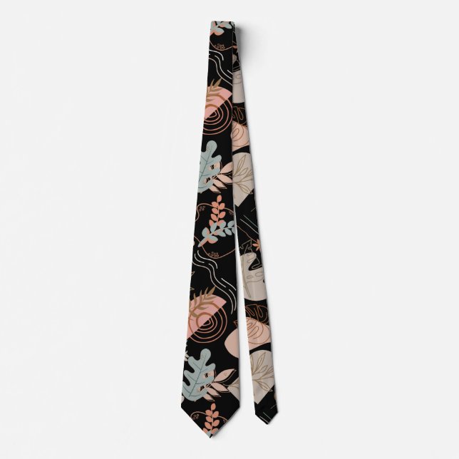 Cravate BOHO Motif esthétique A11 Black BG (Devant)