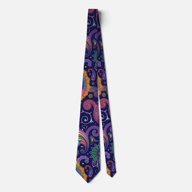 Cravate Boho Paisley multicolore Blur (Devant)