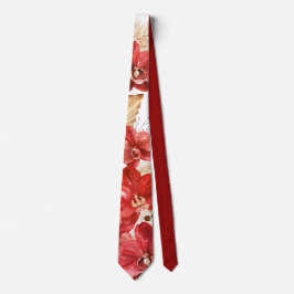 Cravate Boho Red Orchid and Dried Grasses Tie