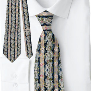 Cravate Boho Stripe Floral Français Rose Blush