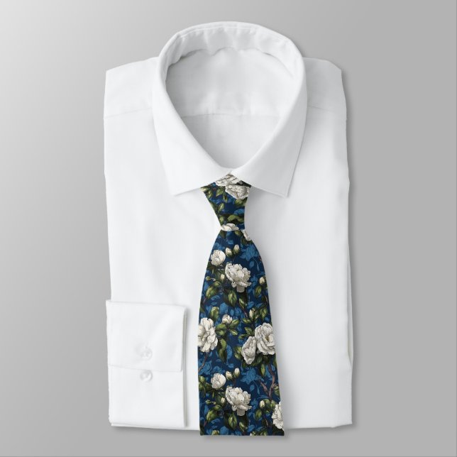 Cravate Bold Gift  For Boyfriend Gardenias Floral (Attaché)