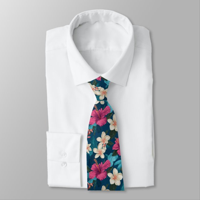 Cravate Bold Groomsmen Gift Tropical Flower (Attaché)