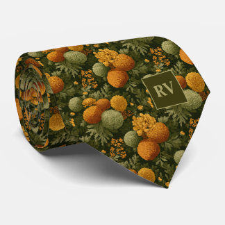 Cravate Bold Marigold Automne Monogramme
