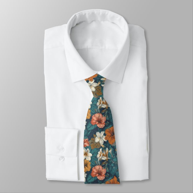 Cravate Bold Valentine Gifts For Him Tropical Floral (Attaché)