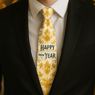Cravate Bonne année en or
