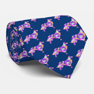Cravate Bordure Collie Chien Silhouette Purple Bleu Cou