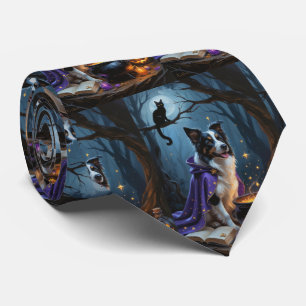 Cravate Bordure Collie Chien Whimsical Halloween Peinture