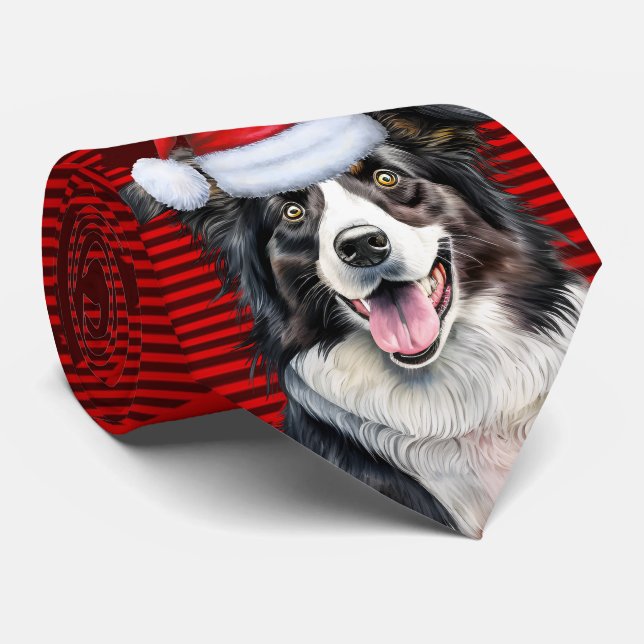 Cravate Bordure Collie Red Buffalo Platiné Noël (Roulé)