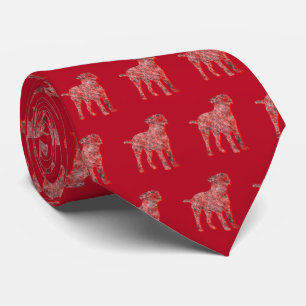 Cravate Bordure Terrier Chien de Noël Silhouette Rouge Cou