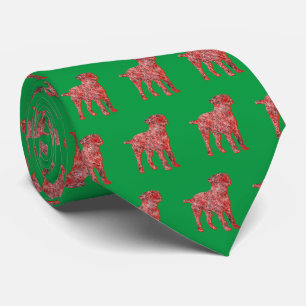 Cravate Bordure Terrier Chien de Noël Silhouette Vert Cou