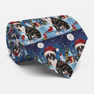 Cravate Boston Terrier Chien Hiver Merveilleux Noël Joie