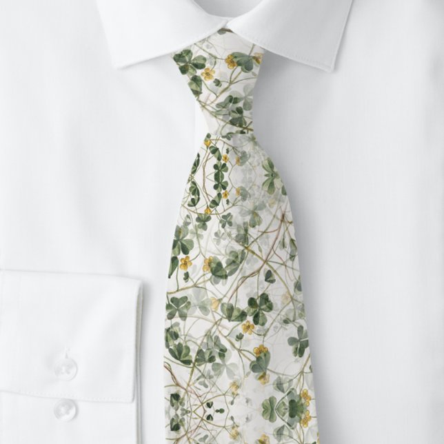 Cravate Botanique du Shamrock de trèfle d'or vert | CRAVAT (Créateur téléchargé)