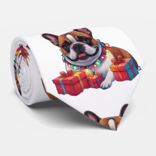 Cravate Bouledogue français French Bulldog chaîne de lumiè