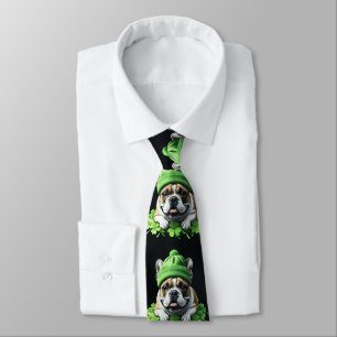 Cravate Bouledogue français St. Patrick's Day Trèfle Chanc