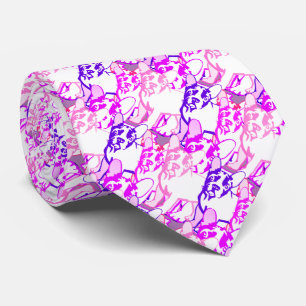 Cravate Bouledogues français rose violet blanc