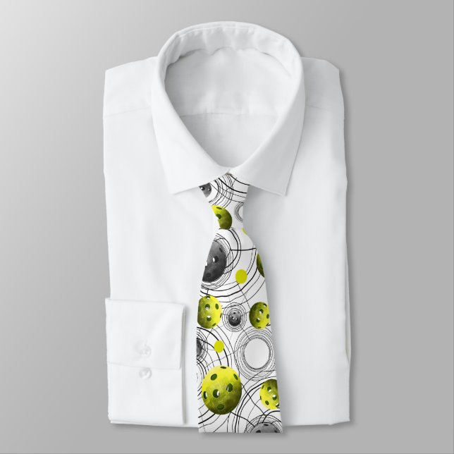 Cravate Boules de Pickleballs Jaunes Modernes (Attaché)