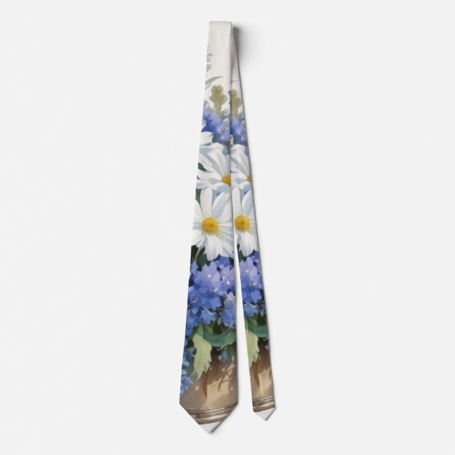Cravate Bouquet de fleurs Elégante aquarelle (Devant)