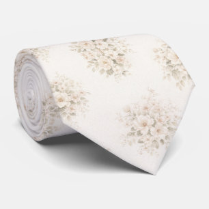 Cravate Bouquet floral crème ivoire