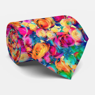 Cravate Bouquet Rose coloré 4