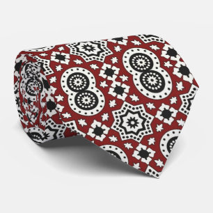 Cravate Bourgogne Ethnique Motif Tribal Sindhi Ajrak