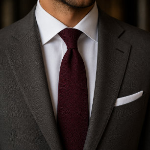 Cravate Bourgogne Luxueux Élégant Texturé Rouge Foncé