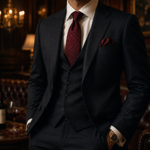 Cravate Bourgogne Luxueux Géométrique Élégant Rouge Foncé