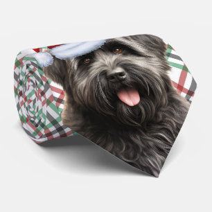 Cravate Bouvier des Flandres Chien Rouge Vert Jeu de Noël