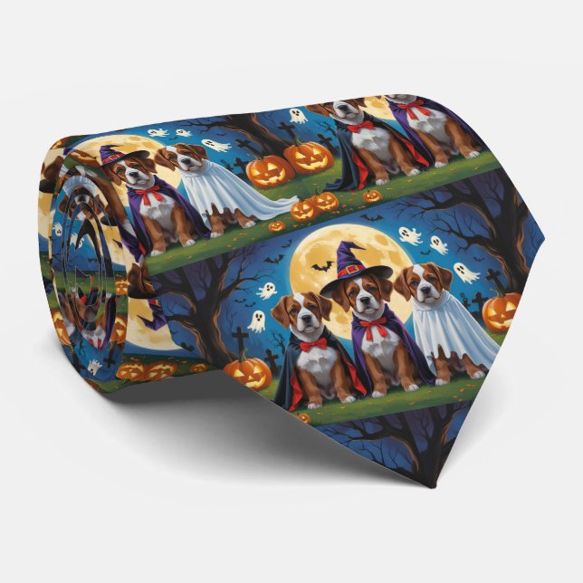 Cravate Bouviers Des Flandres Chiens Citrouille Halloween  (Roulé)
