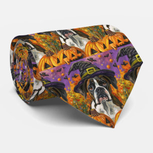 Cravate Boxer éffrayant Halloween sorcière et Citrouille