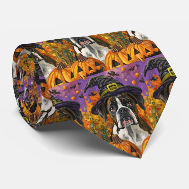 Cravate Boxer éffrayant Halloween sorcière et Citrouille (Roulé)
