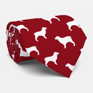 Cravate Boykin Spaniel Silhouettes Pattern Red and White