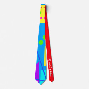 CRAVATE BRIGHT COLORE HUGHTIES FORME MOTIF 80S & NOM