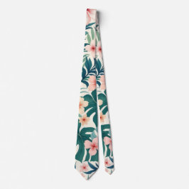 Cravate Brise Botanique - Tropical Floral Pattern Neck Ti