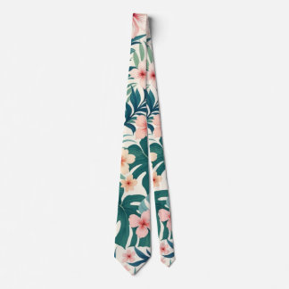 Cravate Brise Botanique - Tropical Floral Pattern Neck Ti