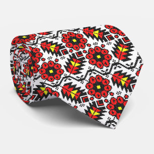 Cravate Broderie Folklore Art croix-point fleur florale