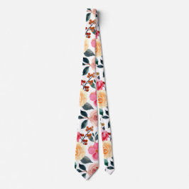 Cravate Brosse verte Peach Joli motif floral