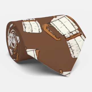 Cravate Brown Café art motif transparent