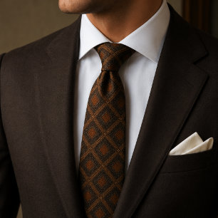Cravate Brun diamant foncé espresso motif jacquard