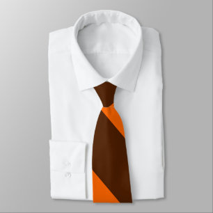 Cravate Brun et large rayure orange d'université