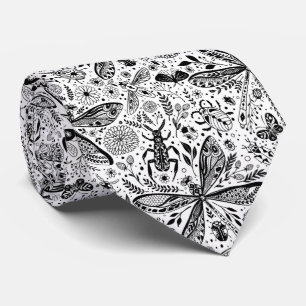 Cravate Bugs de Doodle sur bleu foncé