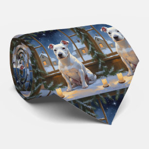 Cravate Bull Terrier avec lumières de Noël vacances