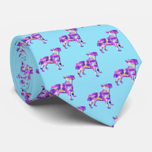 Cravate Bull Terrier Chien Silhouette Purple Bleu Clair Co