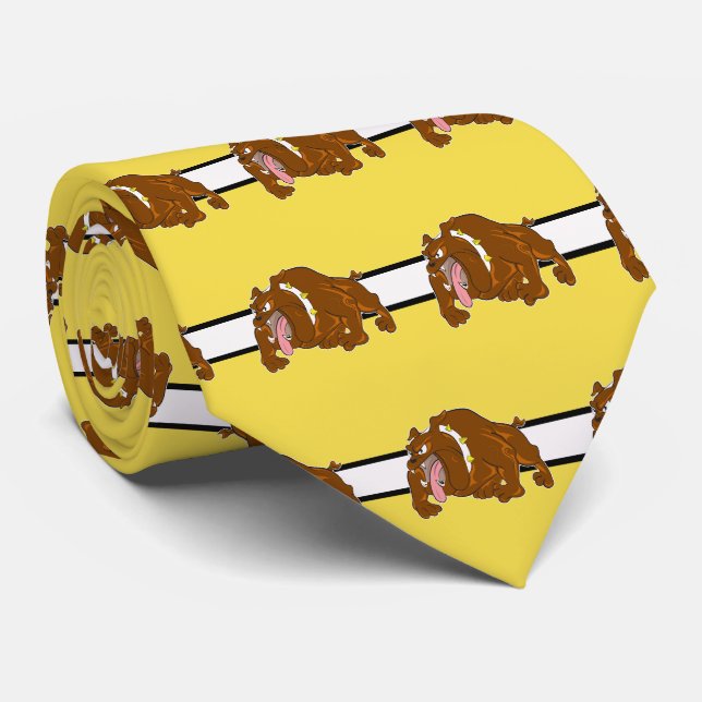 Cravate Bulldogs Équipe sportive Yellow White Necktie (Roulé)