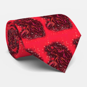 Cravate Bulles Bagiques Rouges Courant À La Nuit étoilé