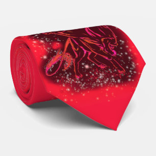 Cravate Bulles magiques Red Neon exécutant une nuit étoilé