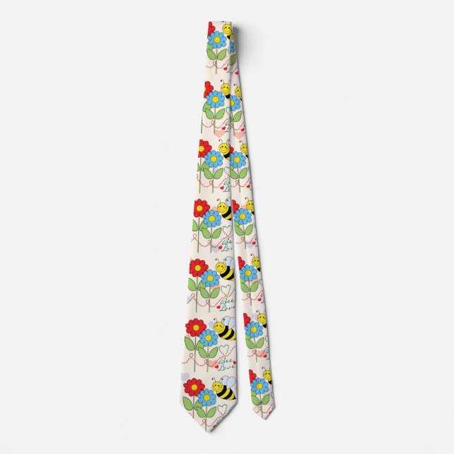 Cravate Bumble Abee Avec Fleurs Abee Aimer (Devant)