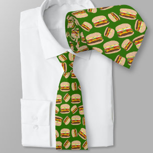 Cravate Burgers à motif vert pour foodie