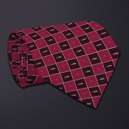 Cravate Burgundy Checkerboard Logo Pattern